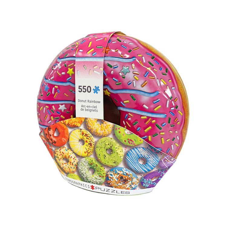 Eurographics Donut Rainbow Shaped Tin 550-Piece Puzzle, 8551-5782