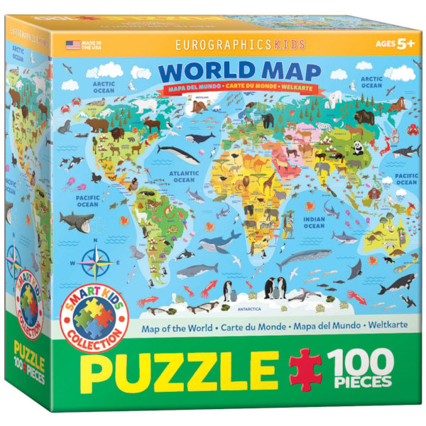 Eurographics Illustrated Map of the World 100-Piece Puzzle, 6100-5554