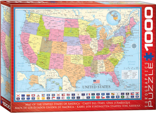 EuroGraphics Map of the United States of America 1000-Piece Puzzle, 6000-0788