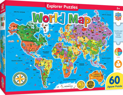World Map (60 PC) Puzzle, 705988119088