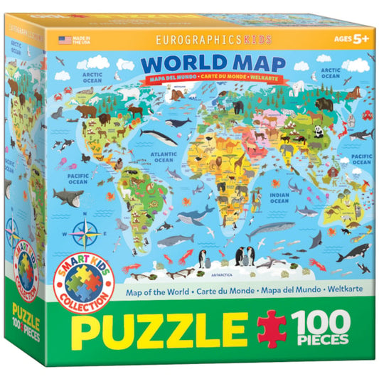 Eurographics Illustrated Map of the World 100-Piece Puzzle, 6100-5554